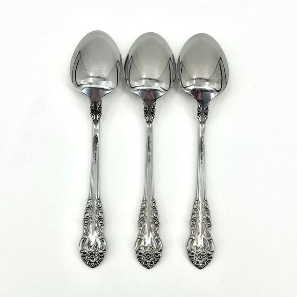 Lot of 3 - Voisin Floral CONTINENTAL Stainless Steel Serving Spoons 8 3/8”L MCM - Picture 2 of 6